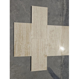 Плитка из Травертина "Ivory Vein Cut", заполнен. полир., толщина 2 см, 60*30 см